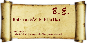 Babincsák Etelka névjegykártya